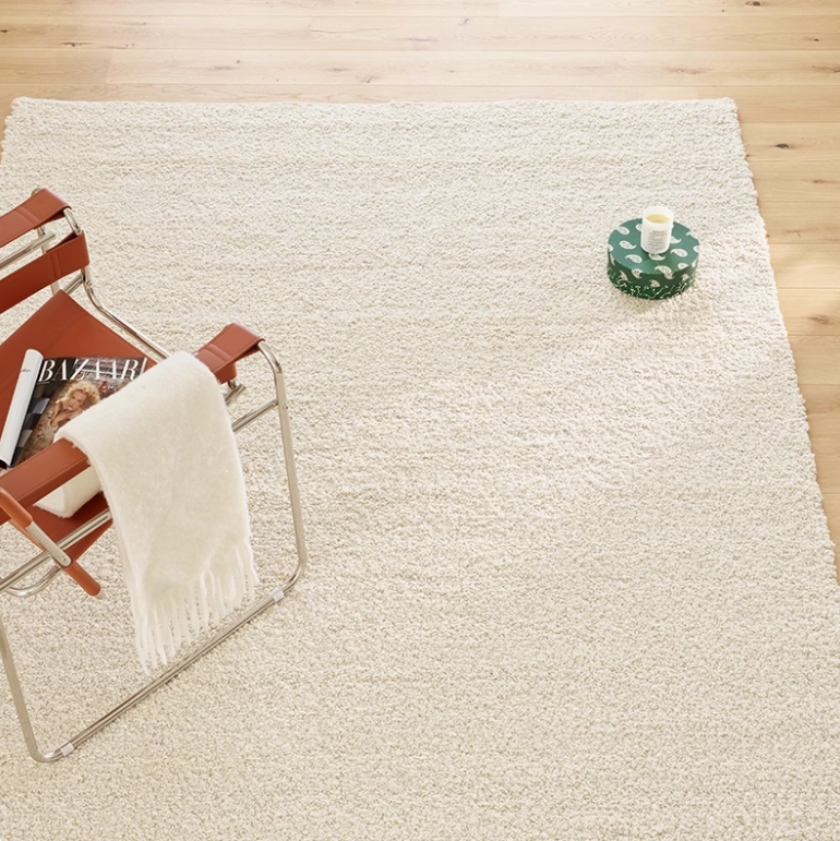 印度进口手工羊毛地毯编织奶油风白色轻法式加厚客厅卧室