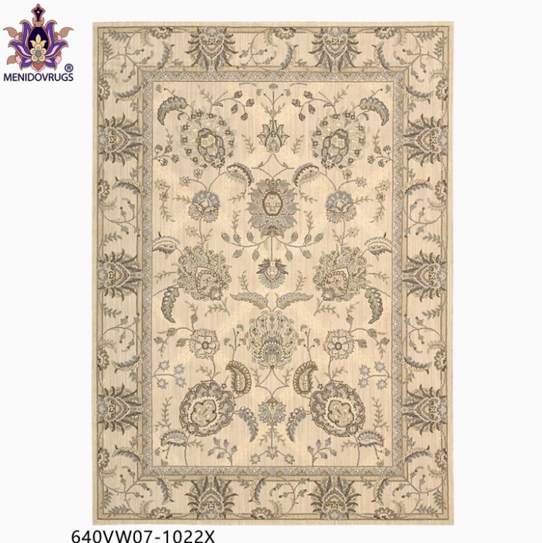 进口新西兰羊毛加丝机织地毯 波斯世家无胶美式中古风奶油风客厅